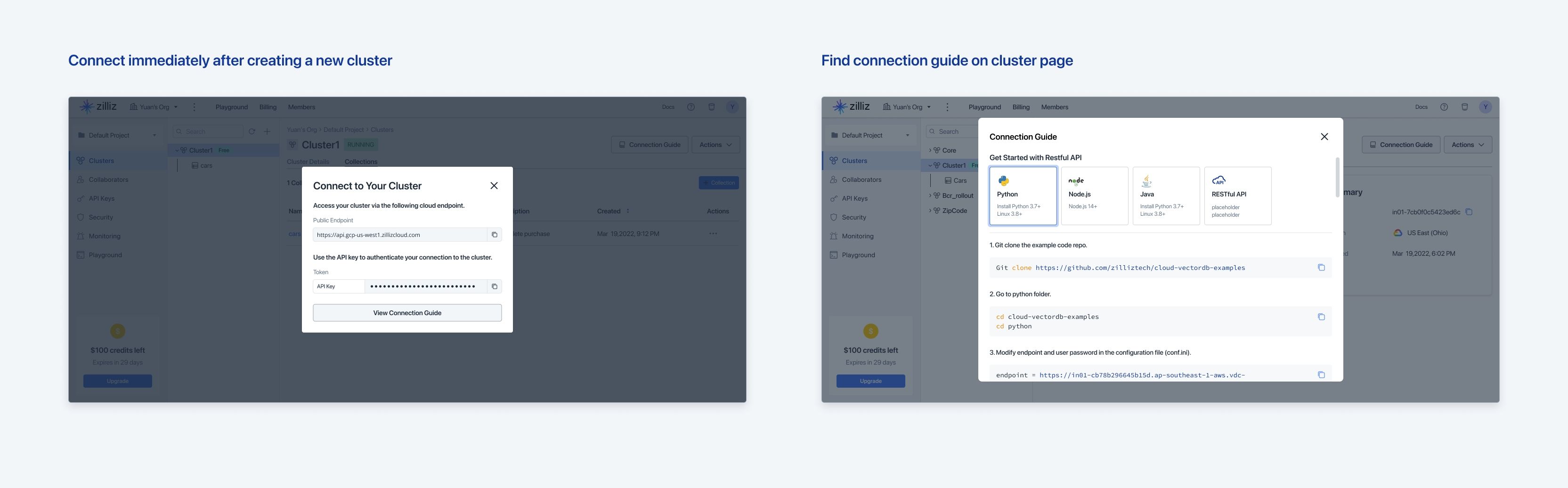 Two situations where a connection guide is available