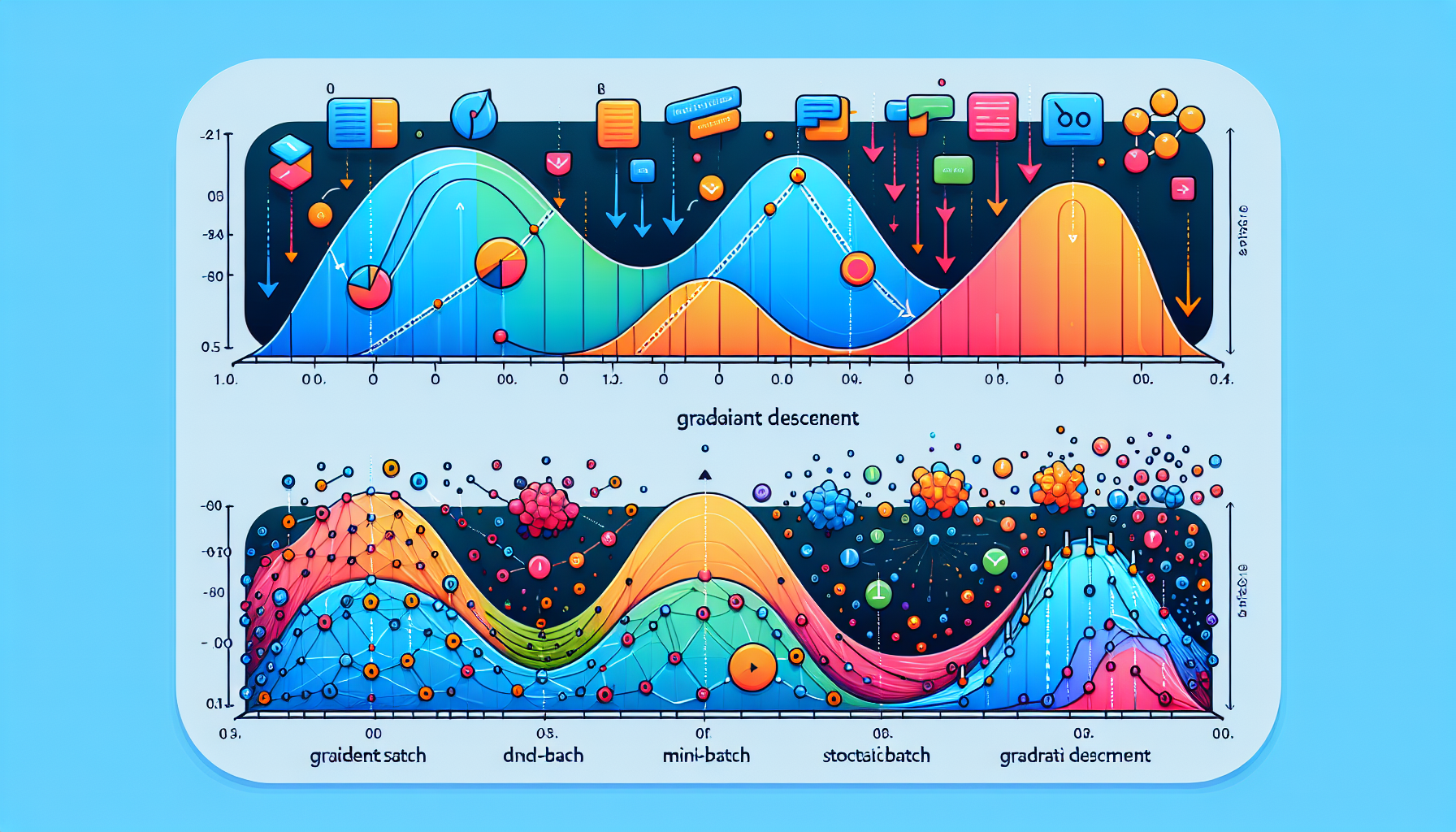 An infographic comparing different gradient descent variants including stochastic and mini batch gradient descent