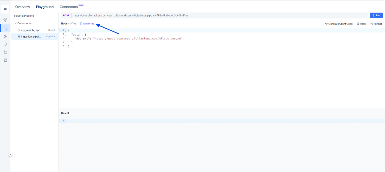 Attach file in the ingestion pipeline