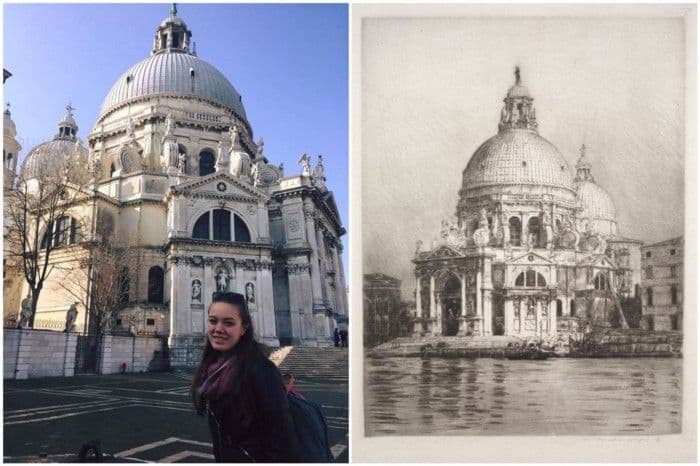 ArtLens AI matches your photo with artworks from the 30,000 in the CMA’s Open Access collection. Right: Santa Maria Della Salute #1, 1910. Mortimer Menpes (British, 1860–1938). Etching; sheet: 44.7 x 28 cm. The Cleveland Museum of Art, Gift of Carole W. and Charles B. Rosenblatt, 1996.221. Image courtesy of the Cleveland Museum of Art.