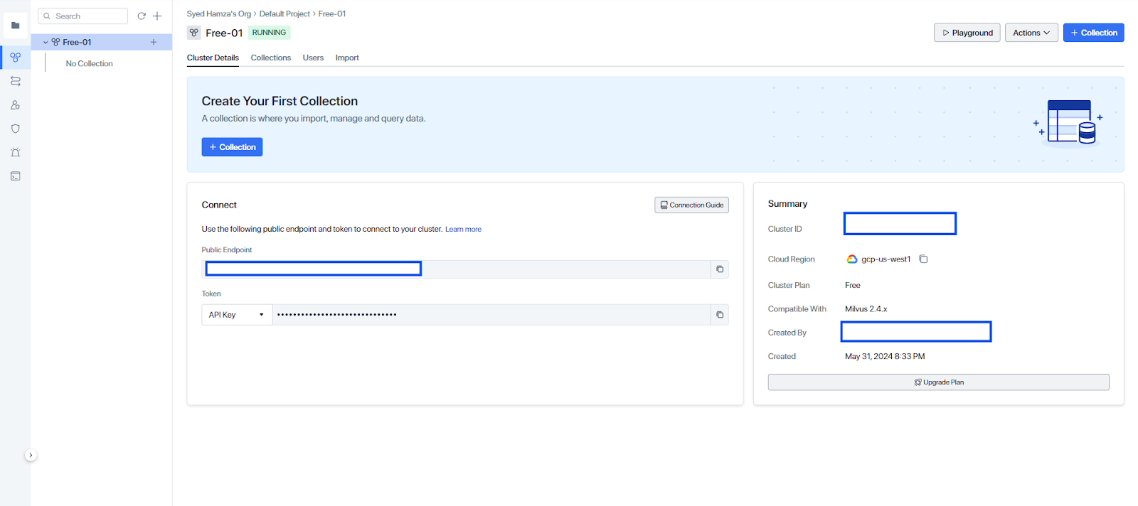 Connection to the cluster