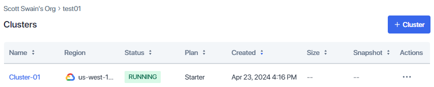 Create a cluster