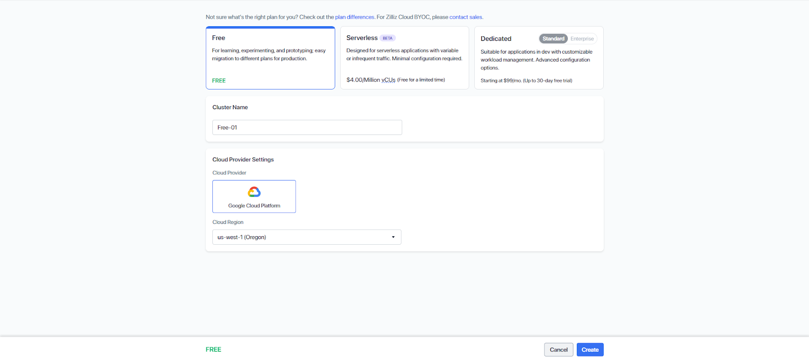 Creating a new Cluster in Zilliz.png