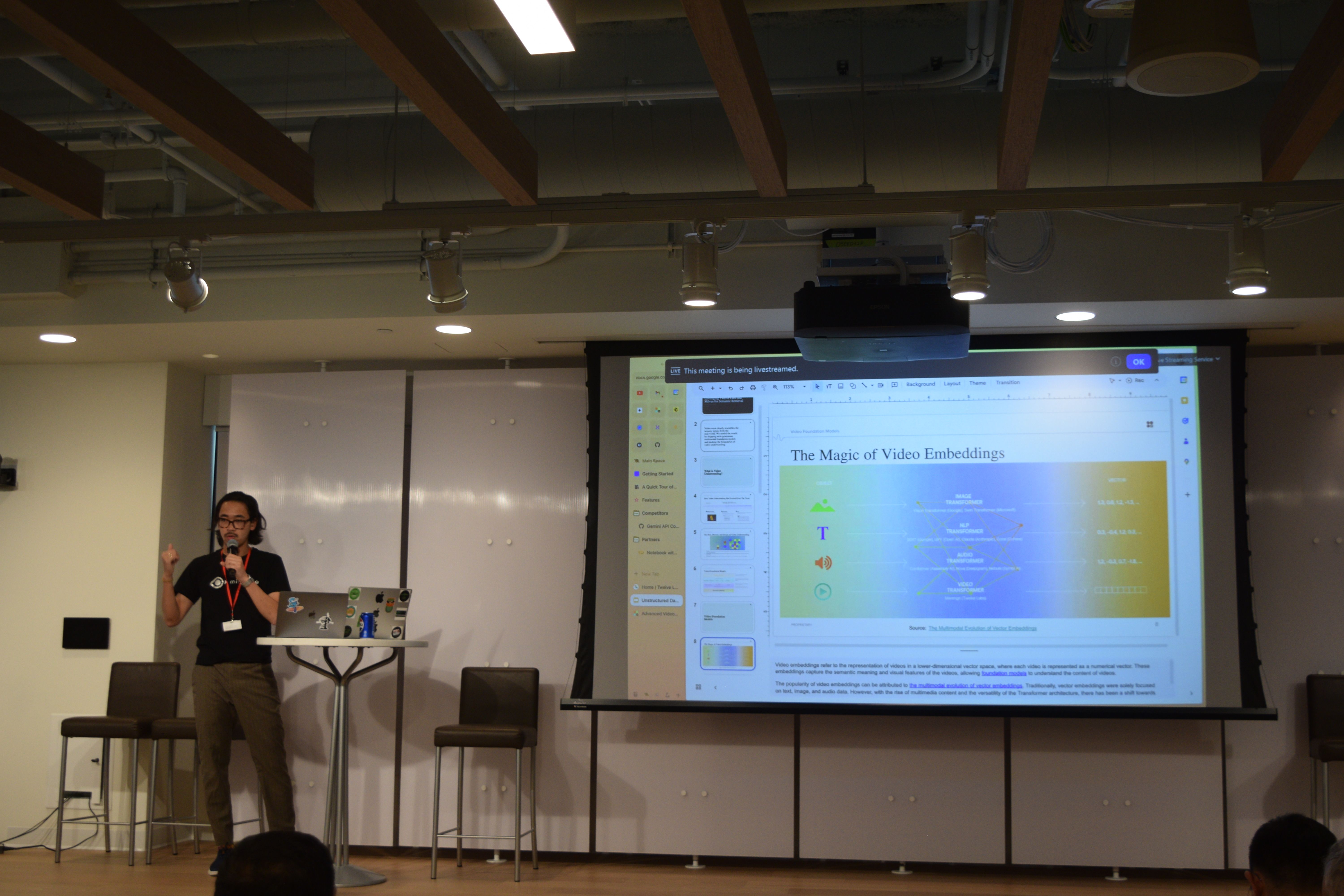 James Le speaking at the August South Bay Unstructured Data Meetup