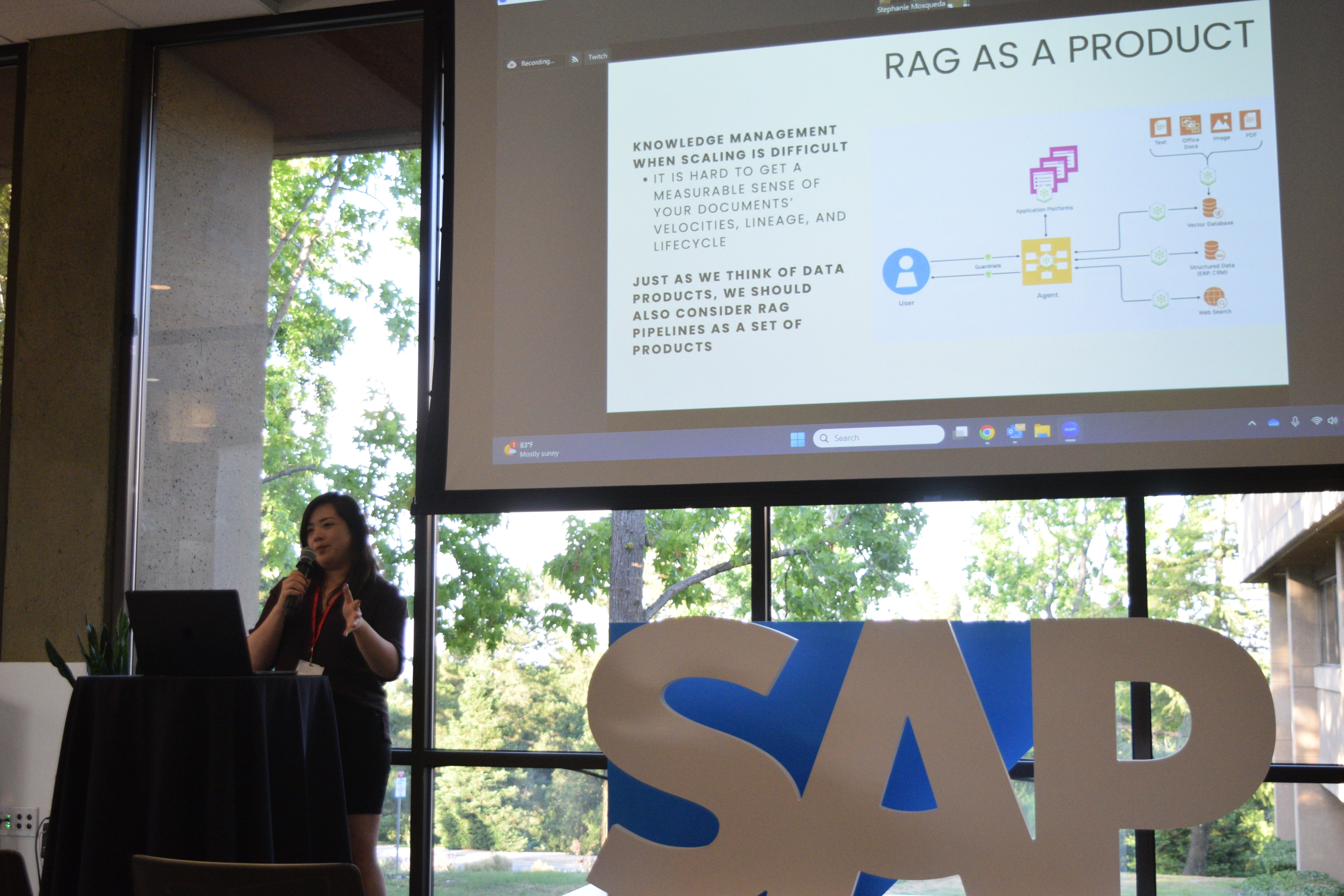 Lisa speaking at the June Unstructured Data Meetup in Palo Alto