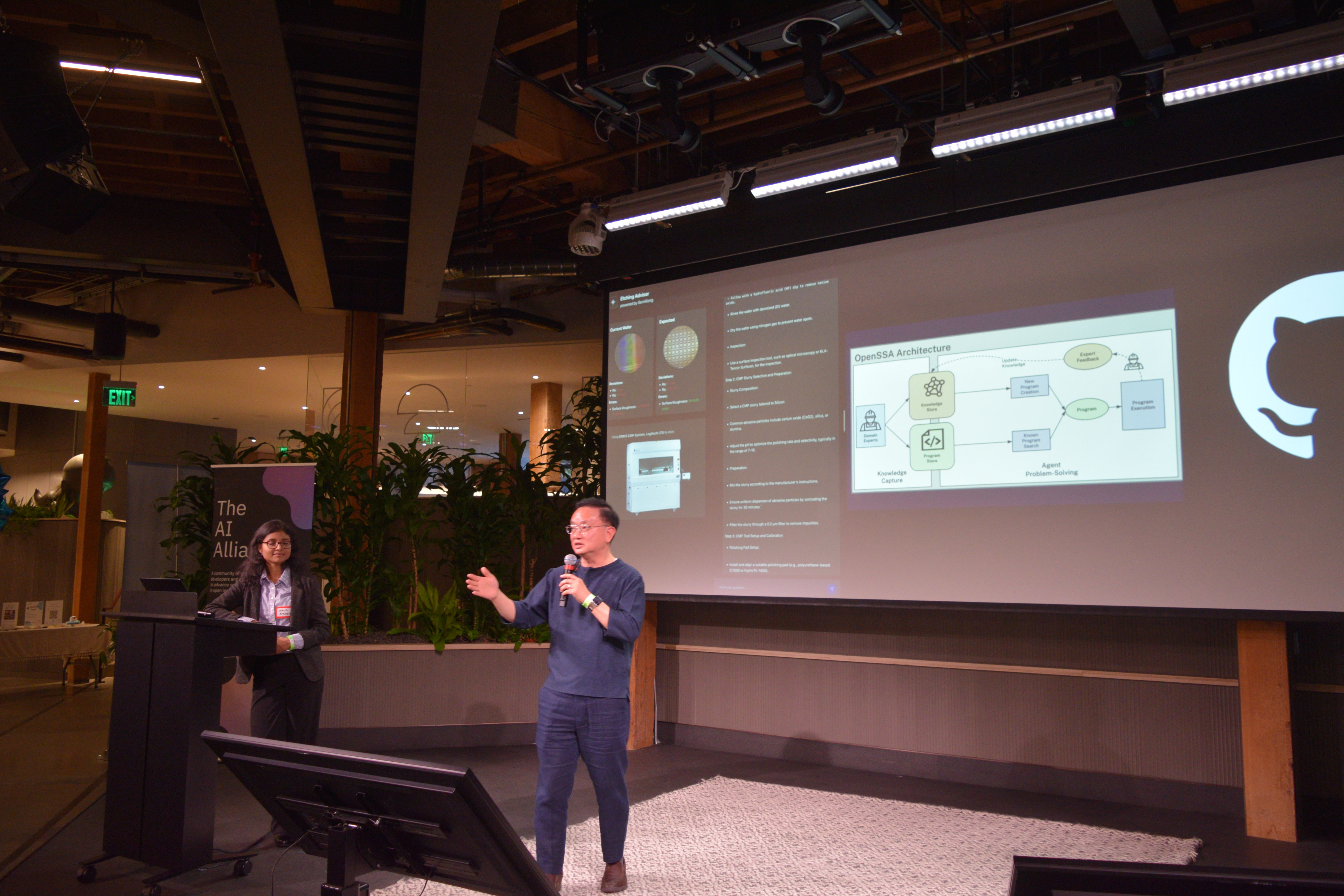 Christopher Nguyen and Shruti Raghavan from Aitomatic speaking at the September SF Unstructured Data Meetup with the AI Alliance 