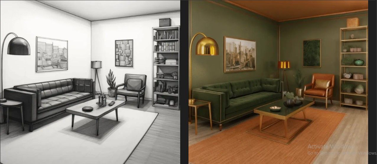 Fig 6- Left- Input of the original sketch  Right- Output Output for prompt 