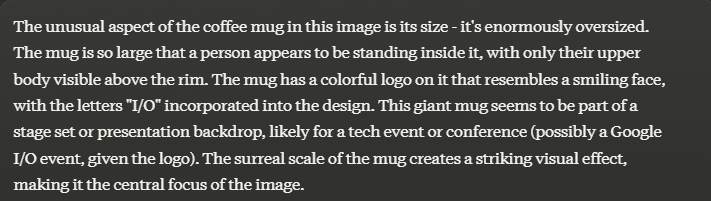 Fig 6- Output of describing and image using a vision-language model