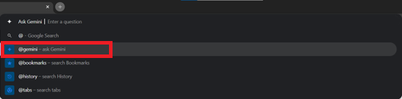 Figure-Activating Gemini via @gemini in the Chrome Address Bar