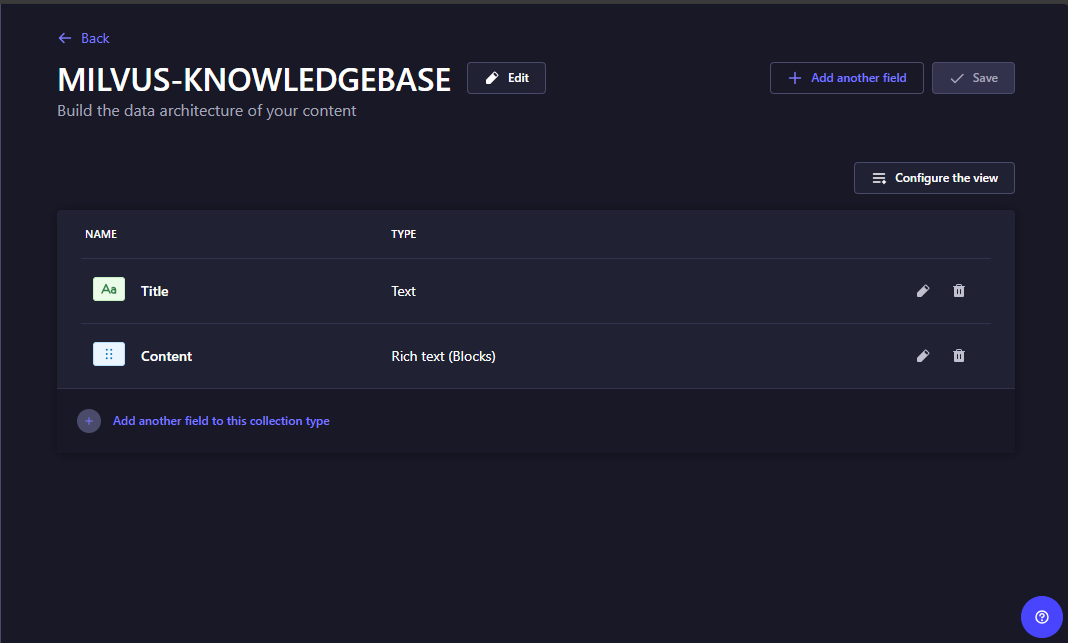 Figure- Adding fields to a Strapi collection