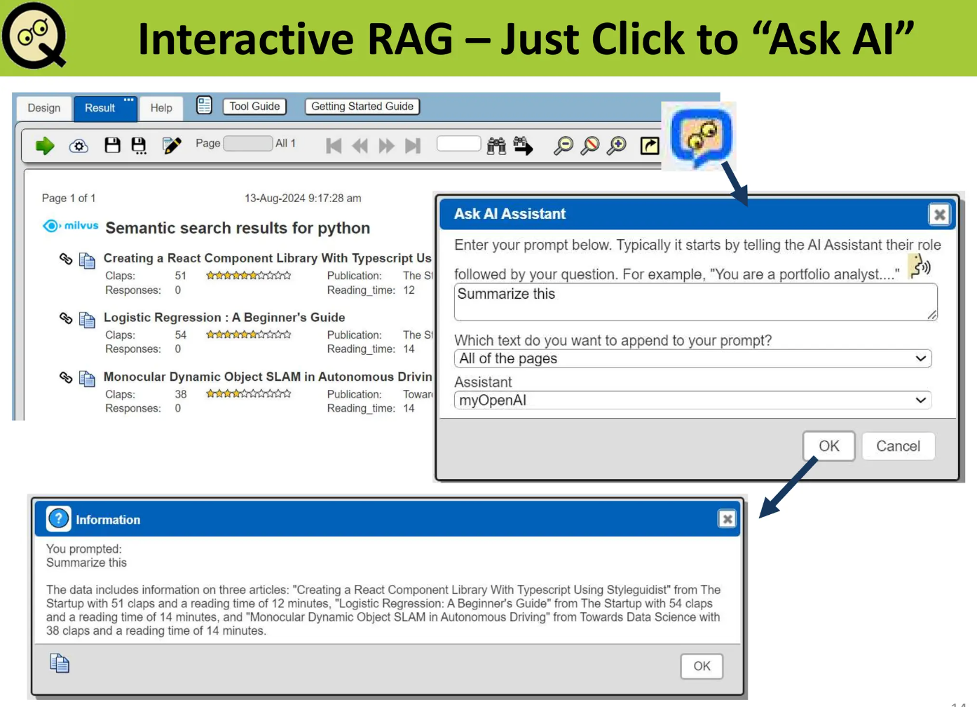 Interactive RAG with Milvus and Qarbine