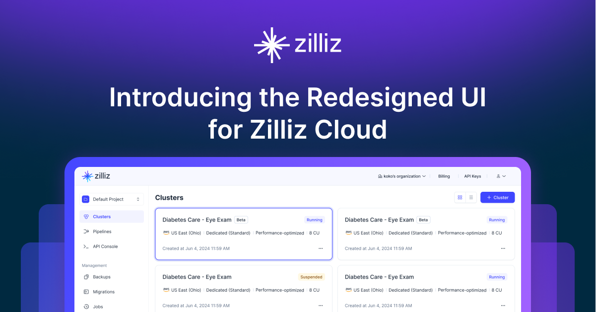 Zilliz Cloud’s Redesigned UI: A Streamlined and Intuitive User Experience