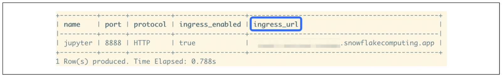 Jupyter endpoint, as shown in ingress_url