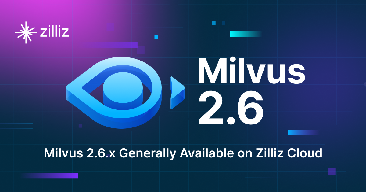Milvus 2.6.x Now Generally Available on Zilliz Cloud, Making Vector Search Faster, Smarter, and More Cost-Efficient for Production AI