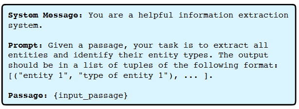 Prompting ChatGPT for entity extraction