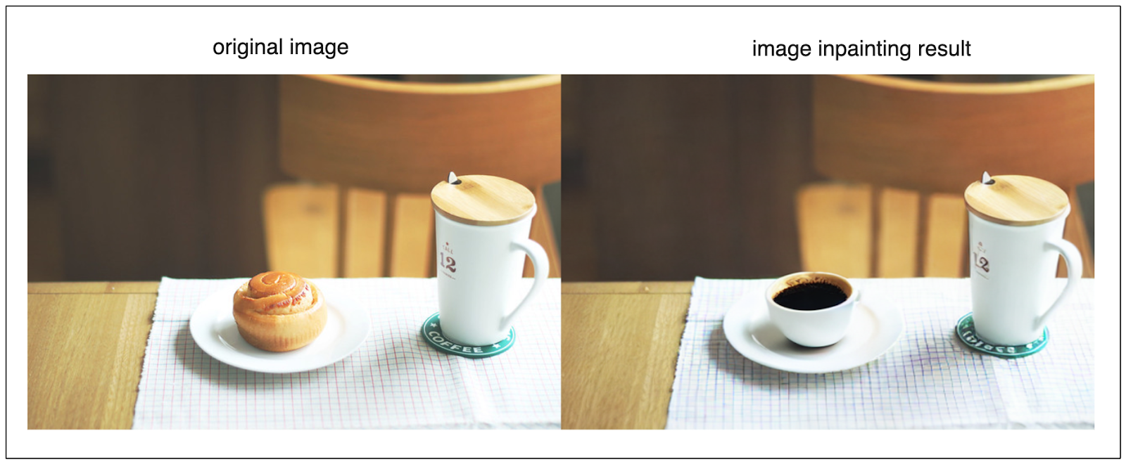 Replace the cupcake in the image with a cup of coffee using Stable Diffusion.png