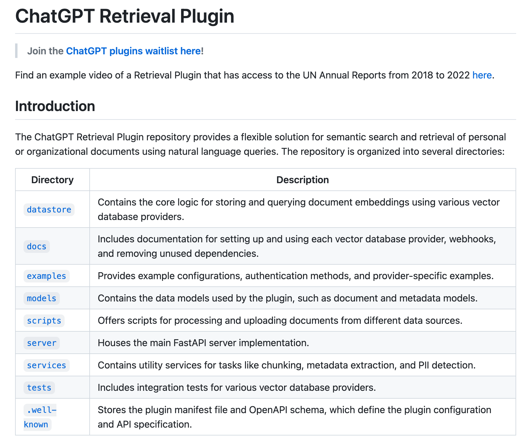 ChatGPT Retrieval Plugin GitHub Repository