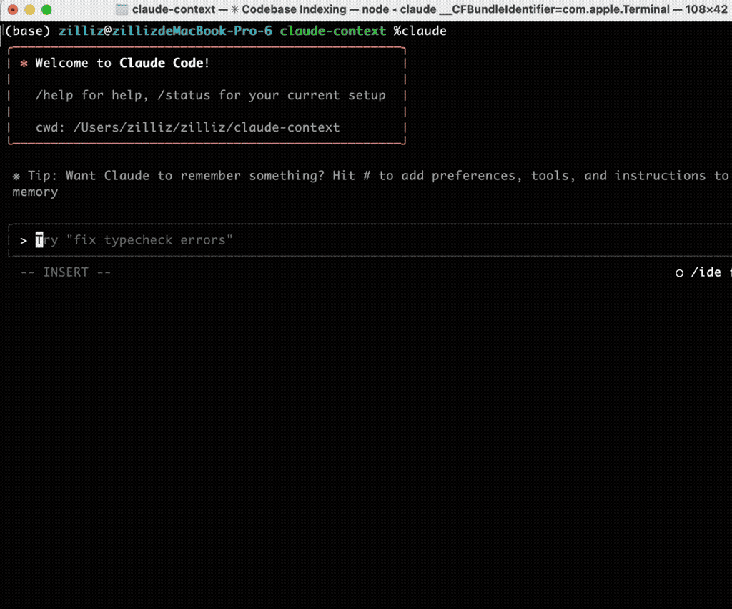 Claude Context demo showing Claude Code finding the relevant bug location