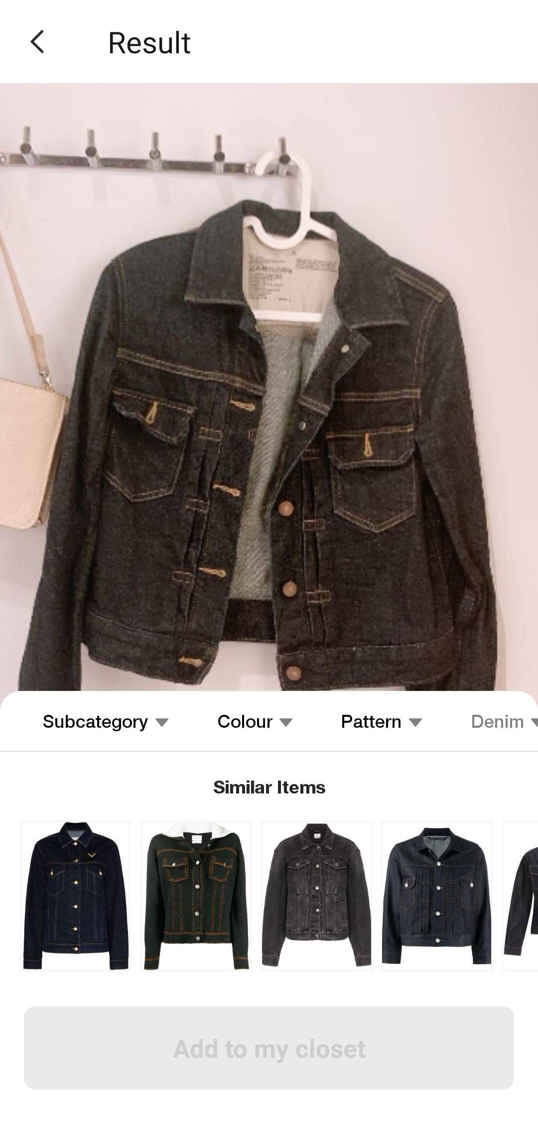 Search results of a denim jacket image.